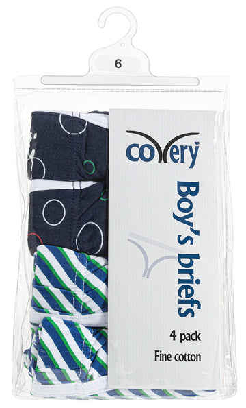 Boys Striped and Circle Design Panties, 4pk